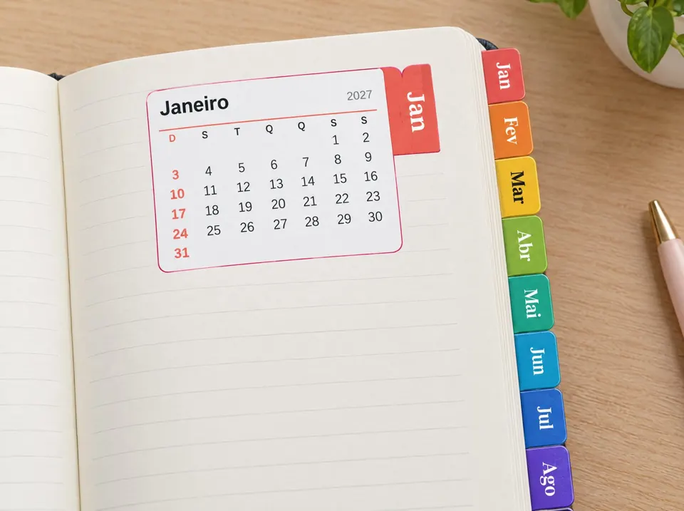 Aba de calendário: exemplo feito com o arquivo do módulo